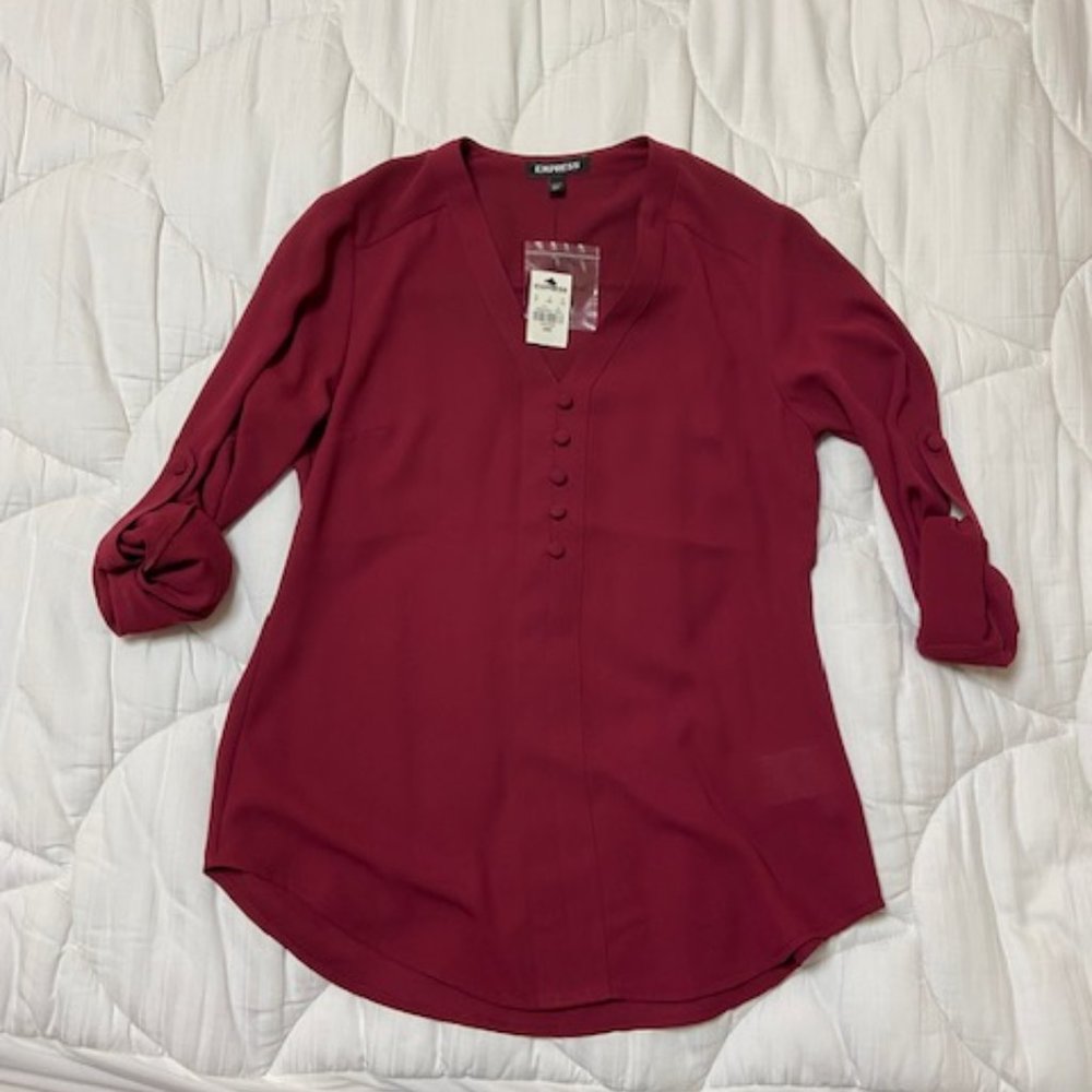 Express BUTTON FRONT CHELSEA SHIRT, Size XXS
